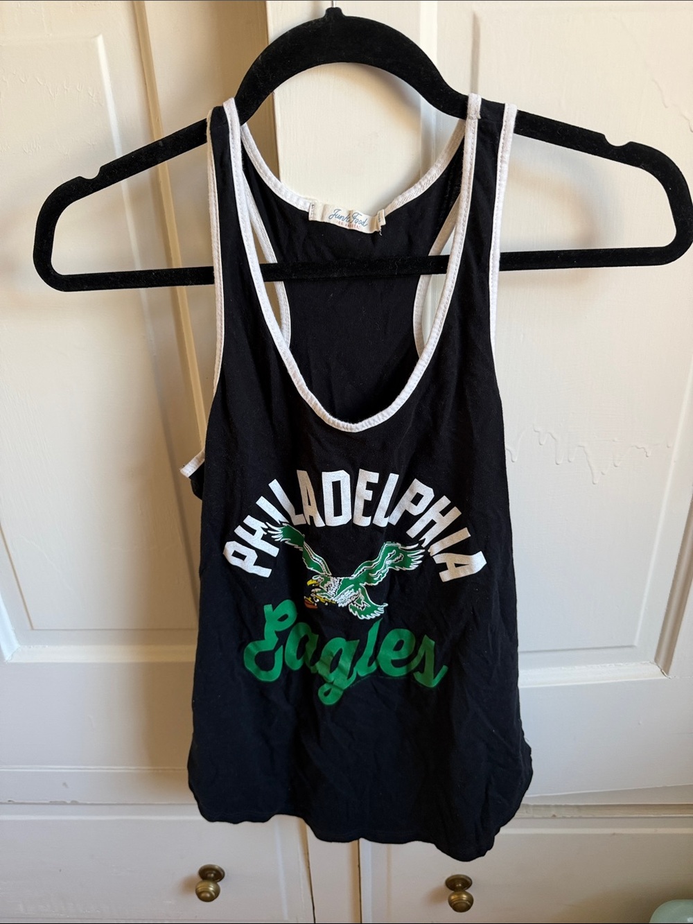 Junk Food Clothing Black Philadelphia Eagles Racerback Tank with White Trim